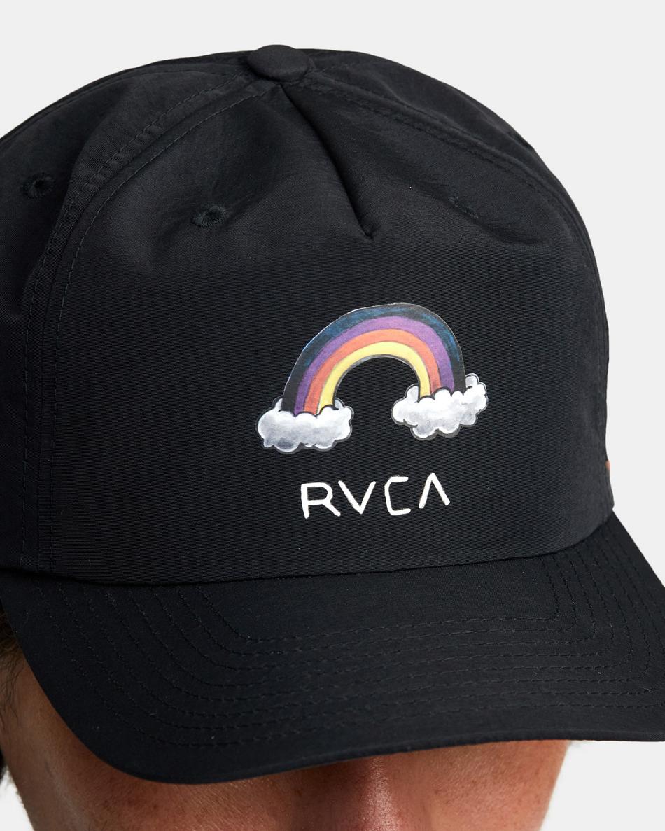 Black Rvca Andrew Pommier Rainbow Connection Snapback Men's Hats | USJKU35304