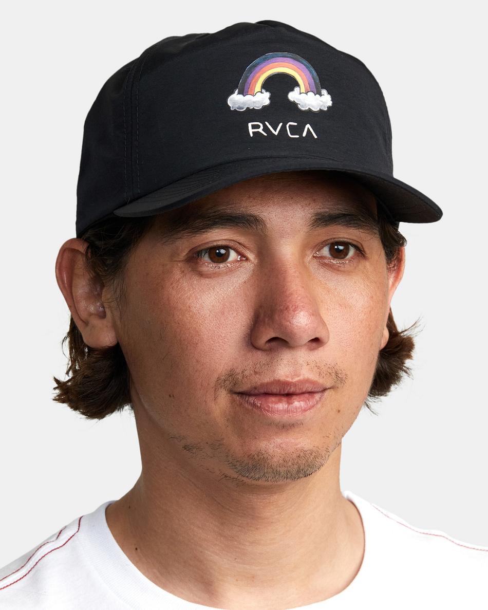 Black Rvca Andrew Pommier Rainbow Connection Snapback Men's Hats | USJKU35304