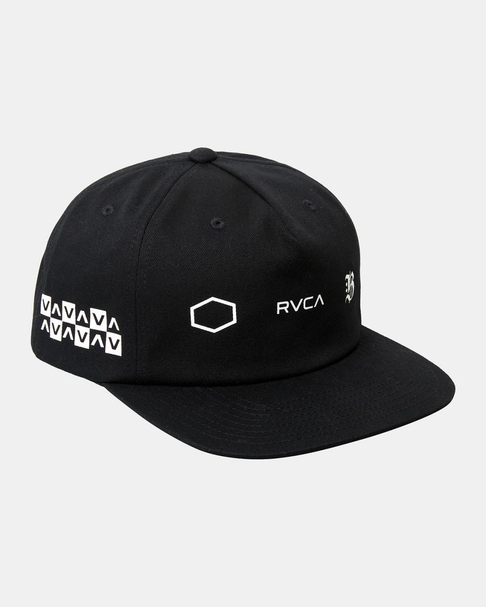 Black Rvca Barron Mamiya Snapback Men's Hats | USIIZ47666