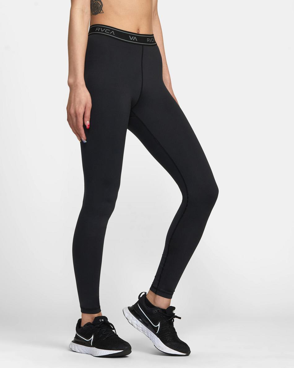 Black Rvca Base Workout Women's Pants | QUSUV67828