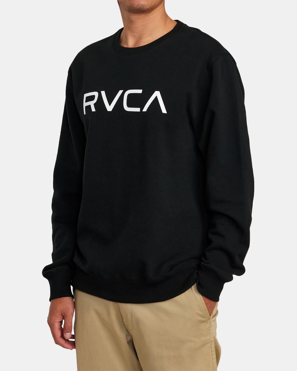Black Rvca Big RVCA Crewneck Men's Hoodie | USEAH93945