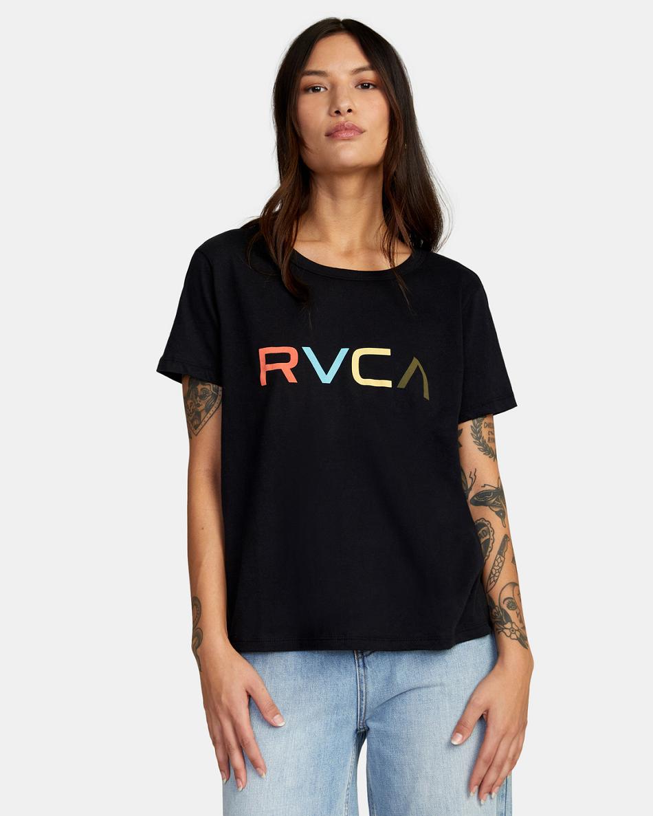 Black Rvca Big RVCA Women\'s T shirt | EUSVG67291