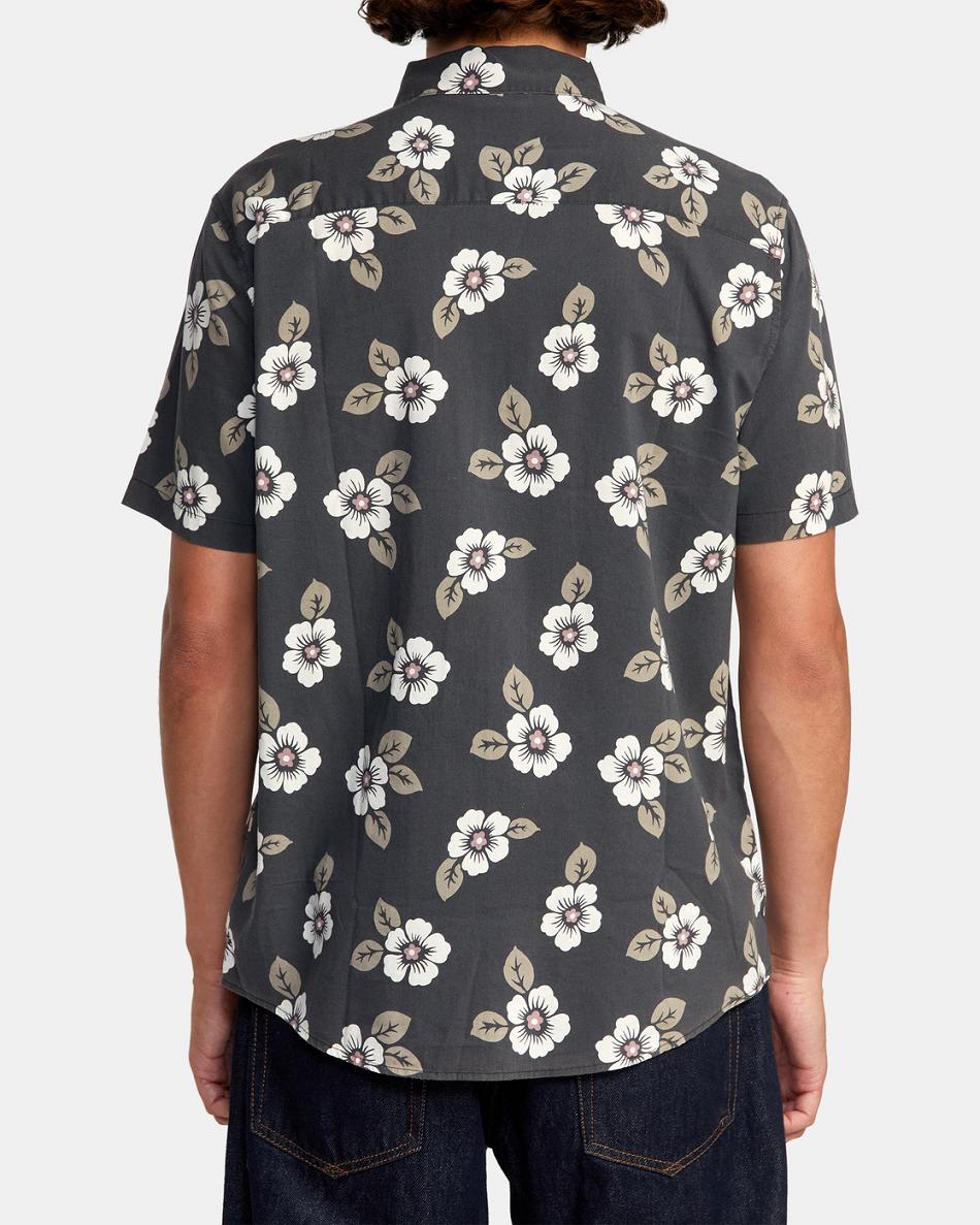 Black Rvca Botanical Short Sleeve Men's T shirt | ZUSNQ85602