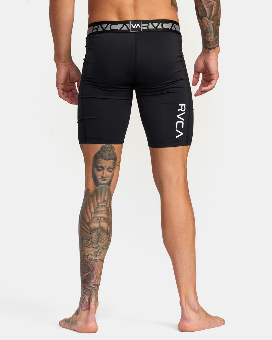 Black Rvca Compression Men's Running Shorts | USIIZ46284