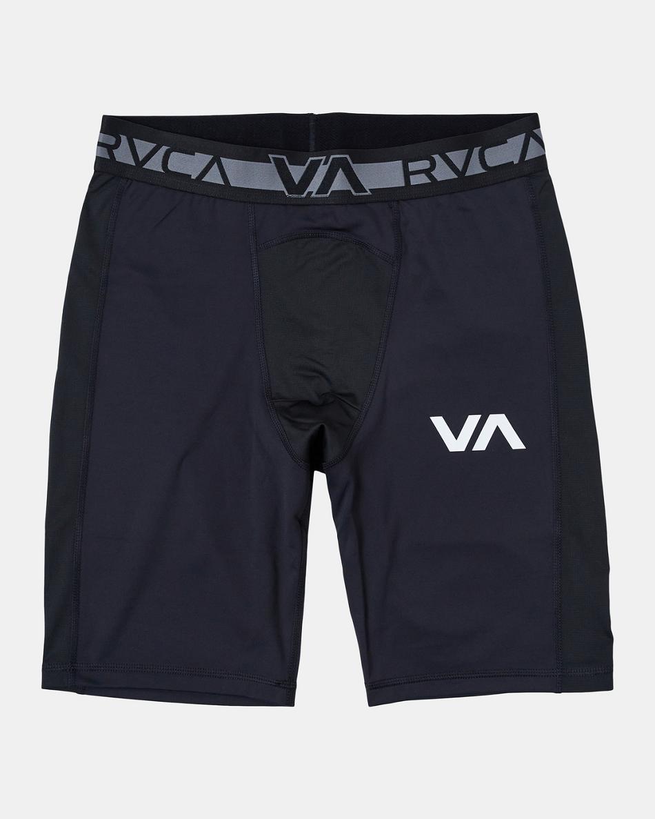 Black Rvca Compression Men\'s Running Shorts | USIIZ46284