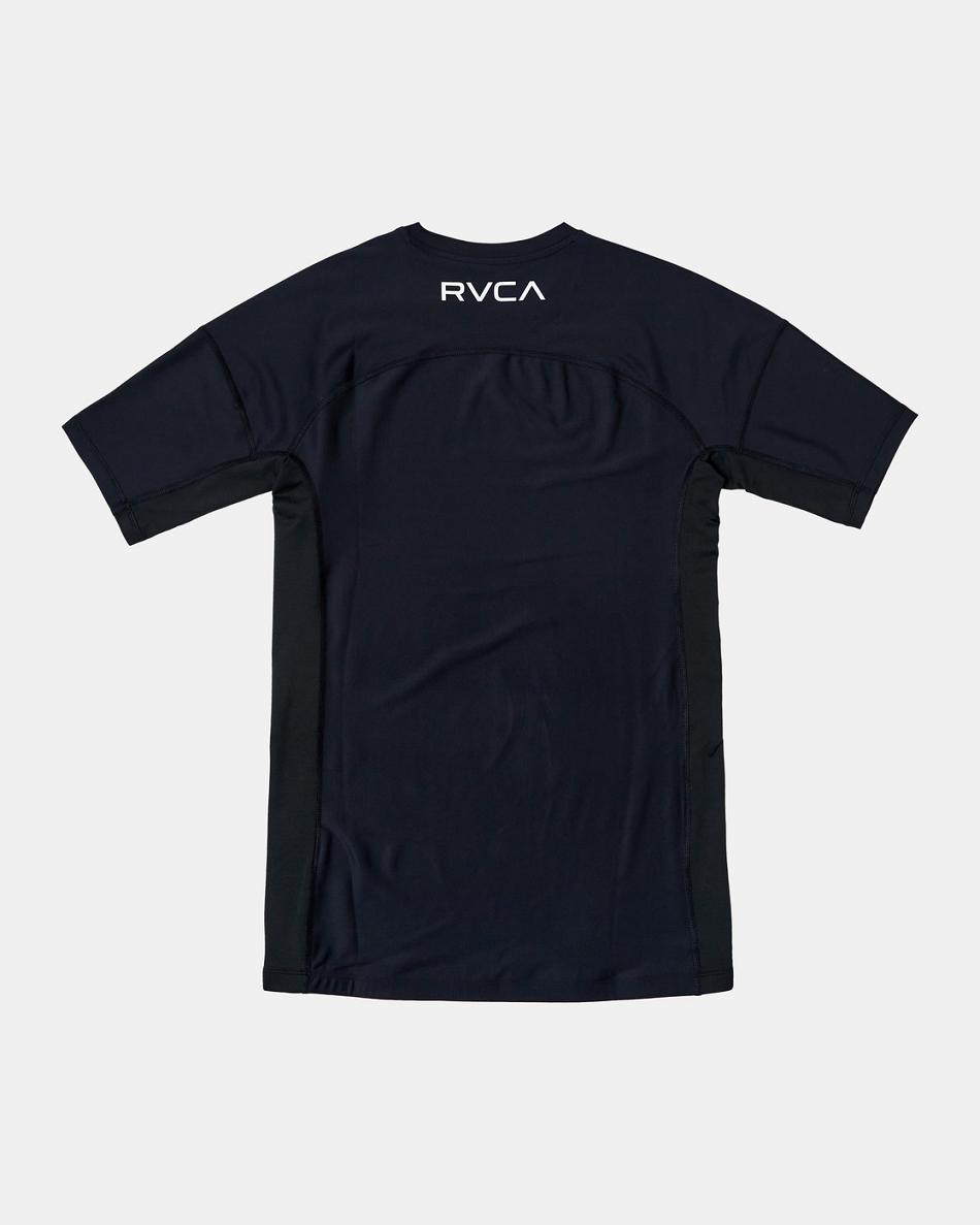 Black Rvca Compression Technical Top Men's Short Sleeve | USEGJ31942