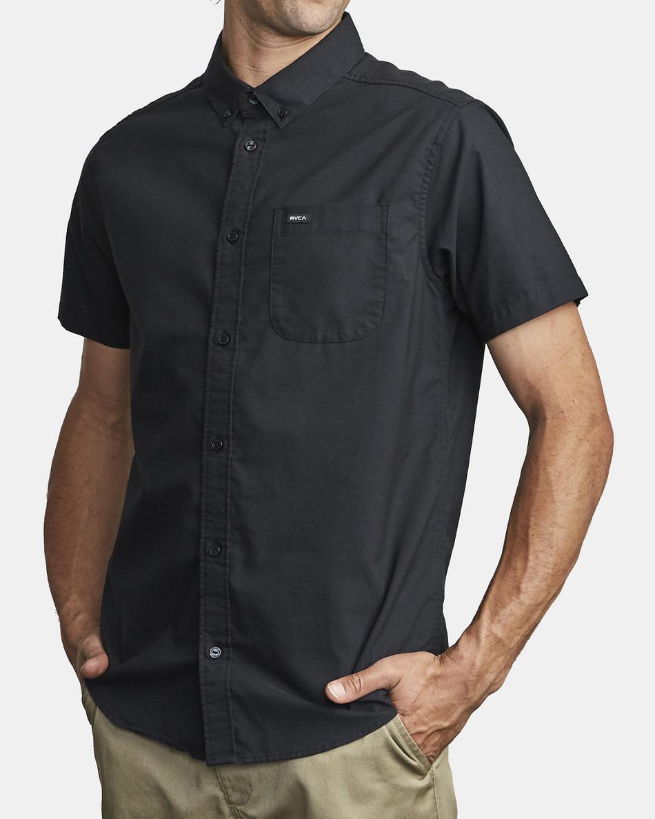 Black Rvca Do Stretch Button-Up Men's T shirt | USDFL18051