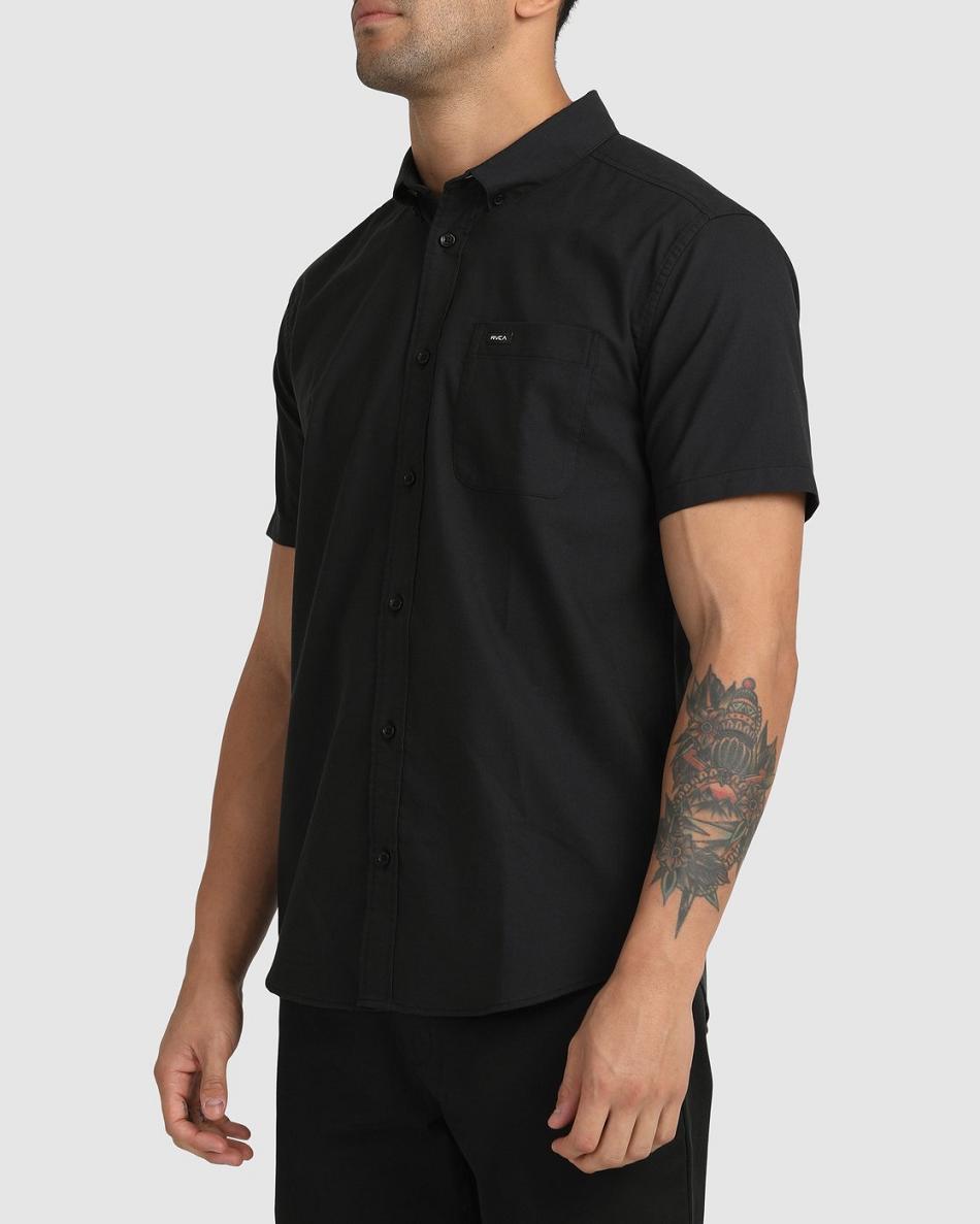 Black Rvca Do Stretch Button-Up Men's T shirt | USDFL18051