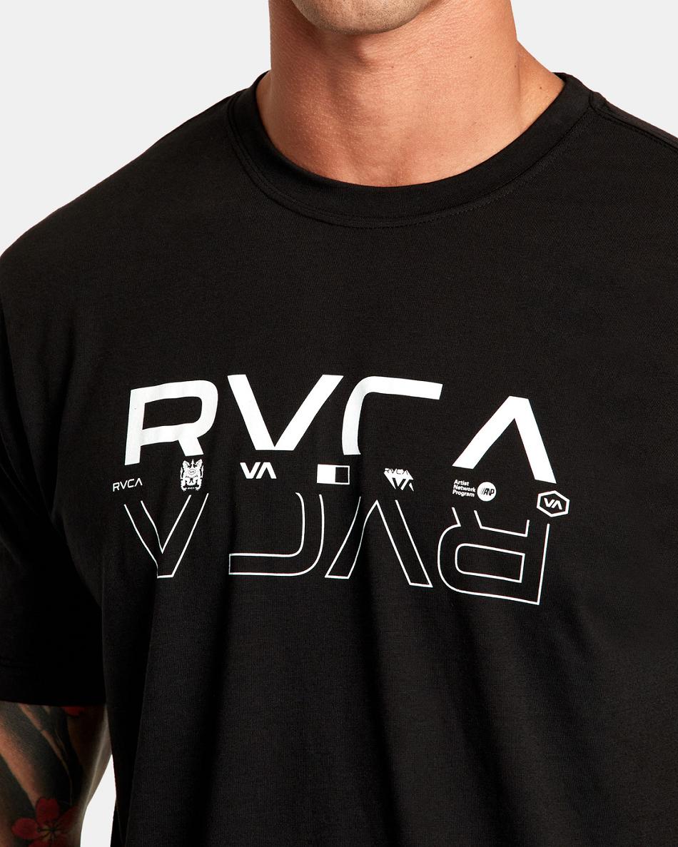 Black Rvca Double RVCA Split Tee Men's Short Sleeve | USXBR86851