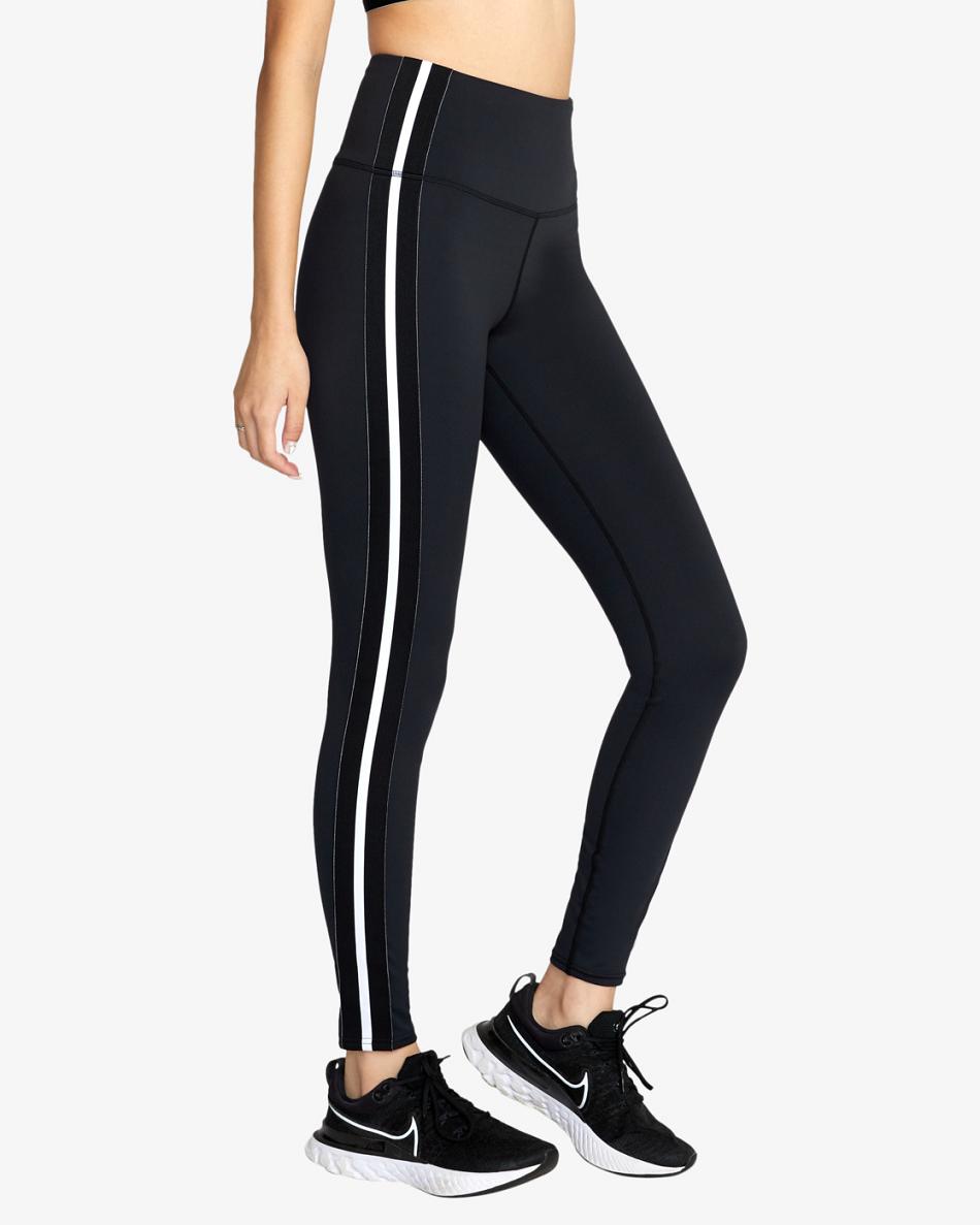 Black Rvca Elastic Side Workout Women's Leggings | PUSQX27147