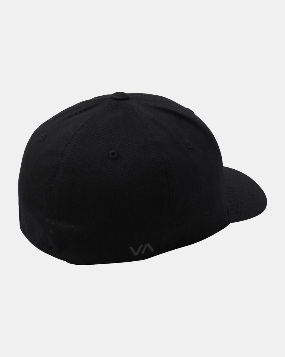 Black Rvca Flex Fit Men's Hats | SUSVO12868