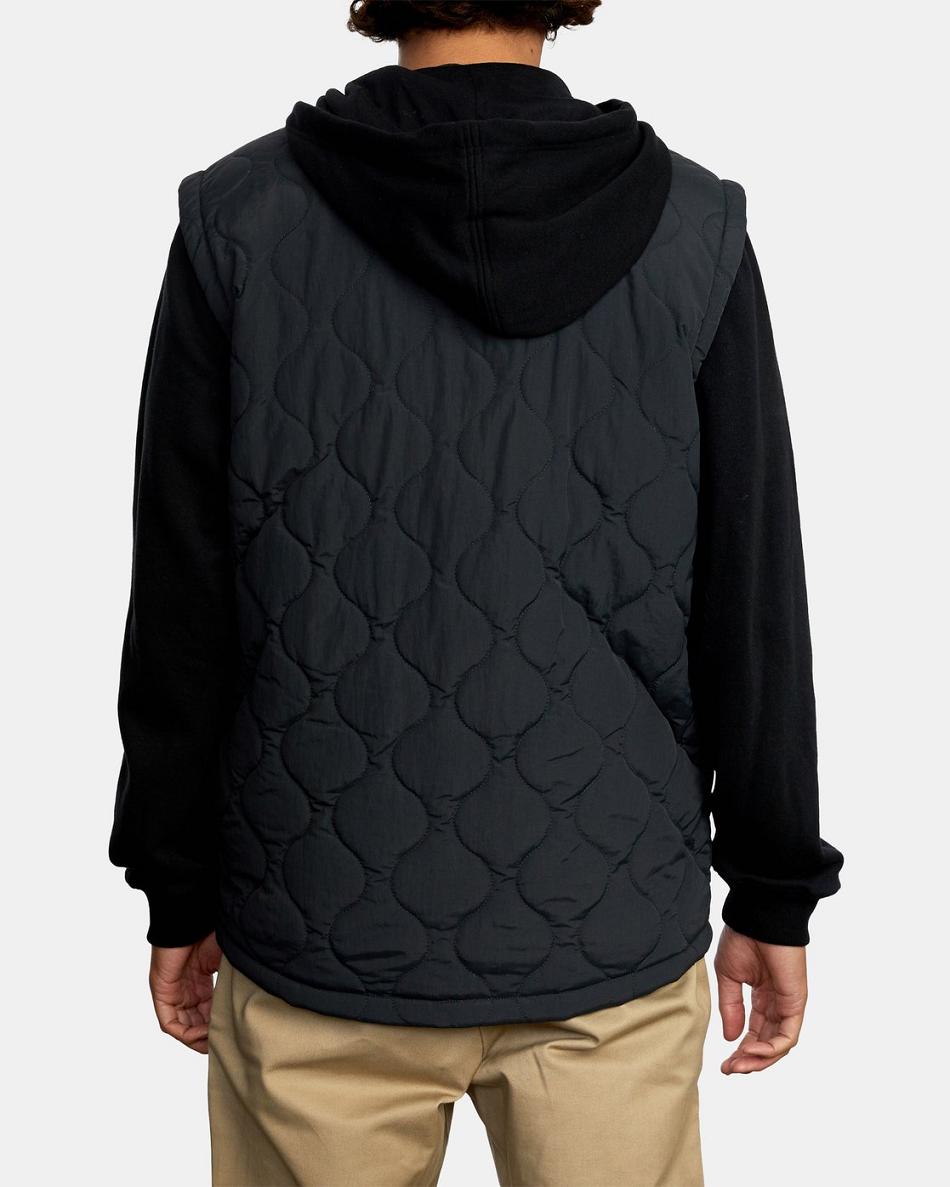 Black Rvca Grant Hooded Puffer Jacket Men's Hoodie | SUSNY97042