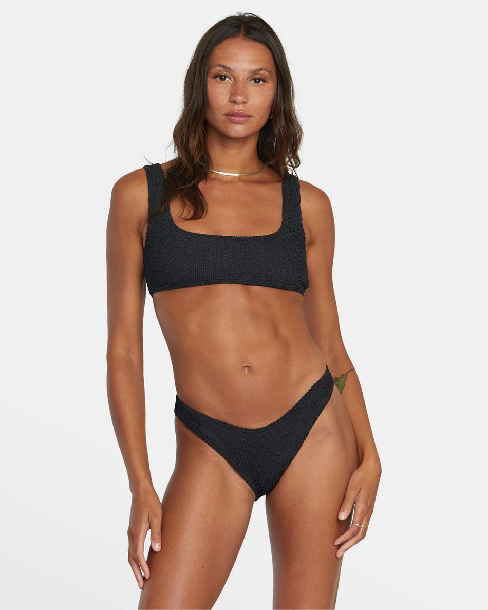 Black Rvca Grooves Women's Bikini Tops | EUSHC14481