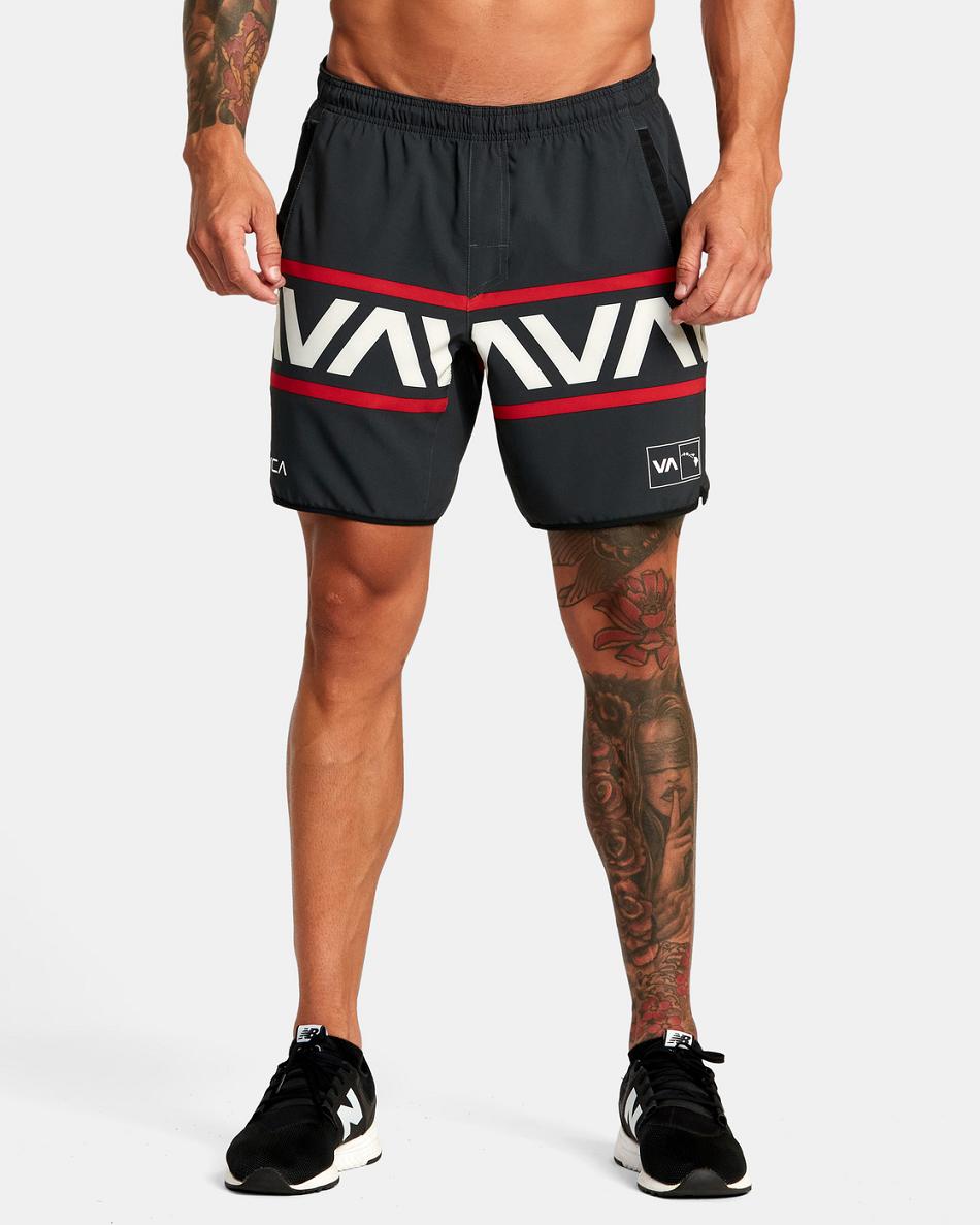 Black Rvca Hawaii Banded Yogger Stretch Men's Running Shorts | DUSVO63633