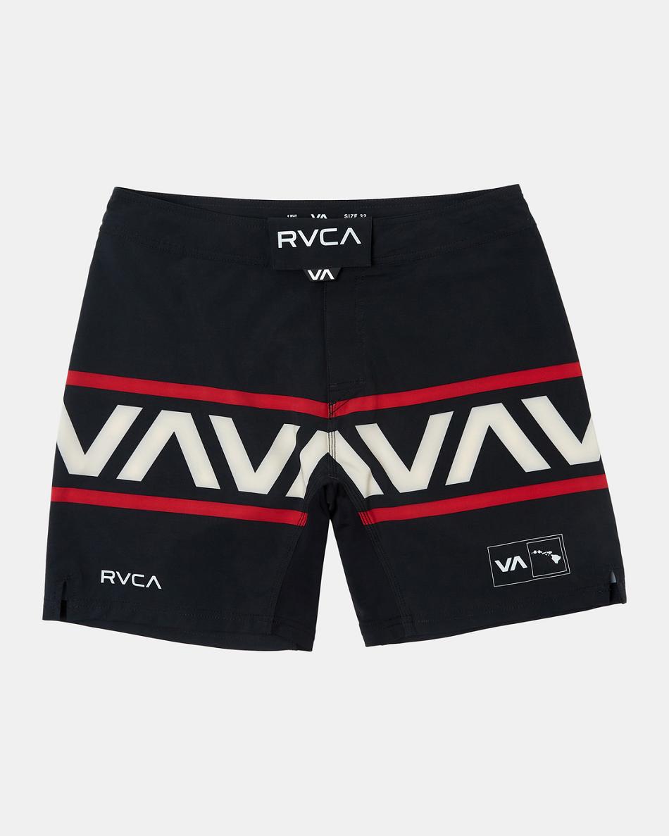 Black Rvca Hawaii Fight Scrapper Men\'s Running Shorts | USQCS18987