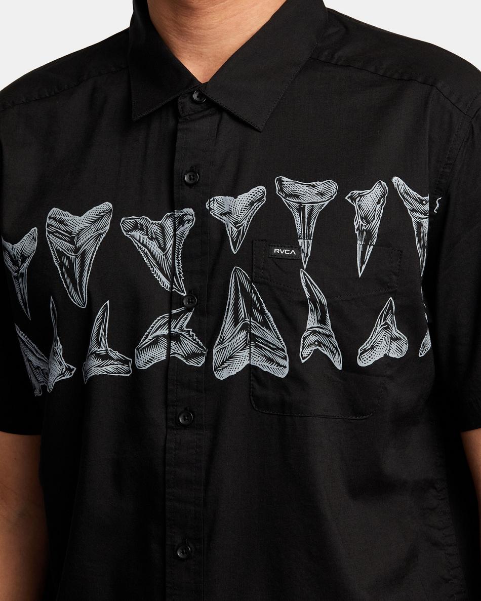 Black Rvca Hawaii Horton Short Sleeve Men's T shirt | USZDE66295