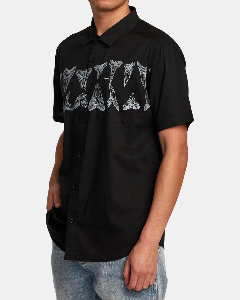 Black Rvca Hawaii Horton Short Sleeve Men's T shirt | USZDE66295