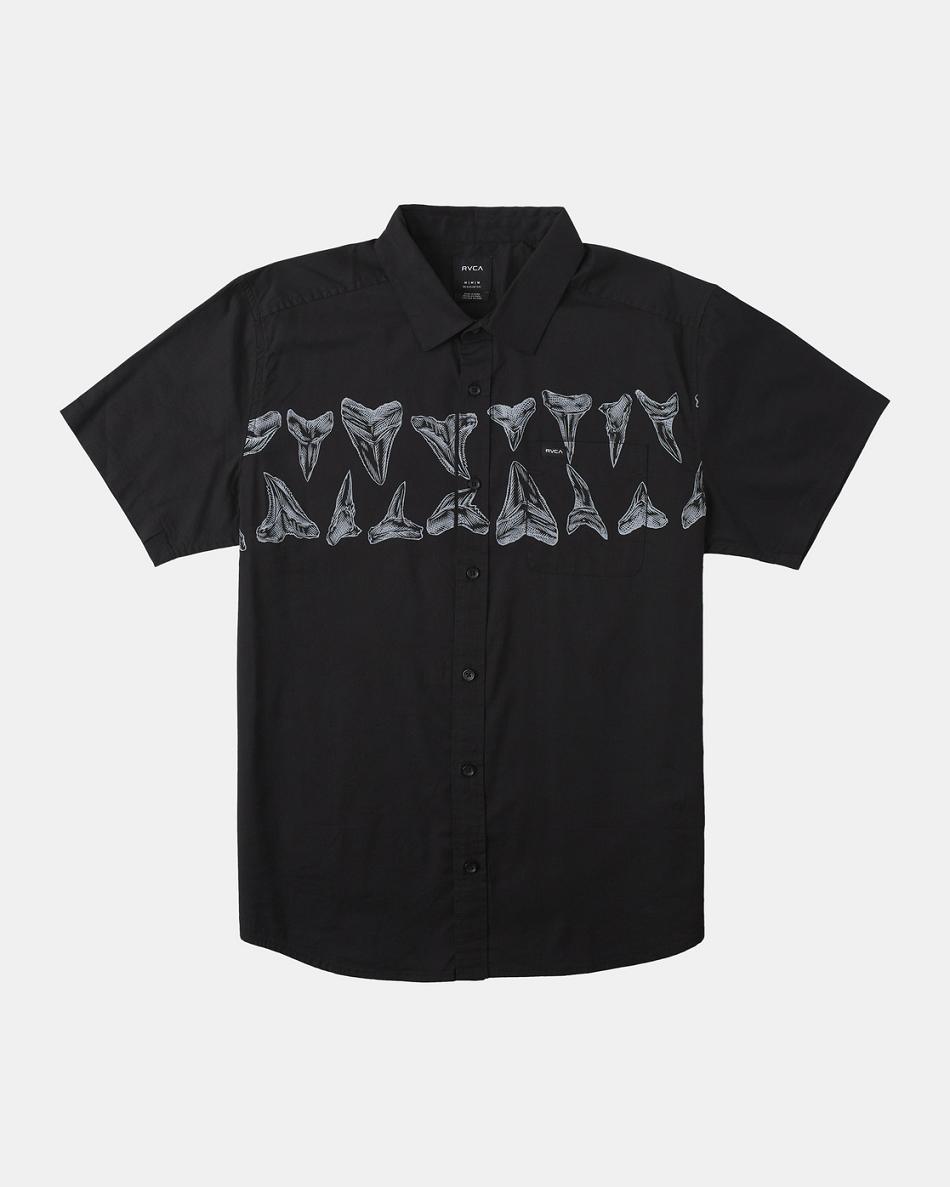 Black Rvca Hawaii Horton Short Sleeve Men\'s T shirt | USZDE66295