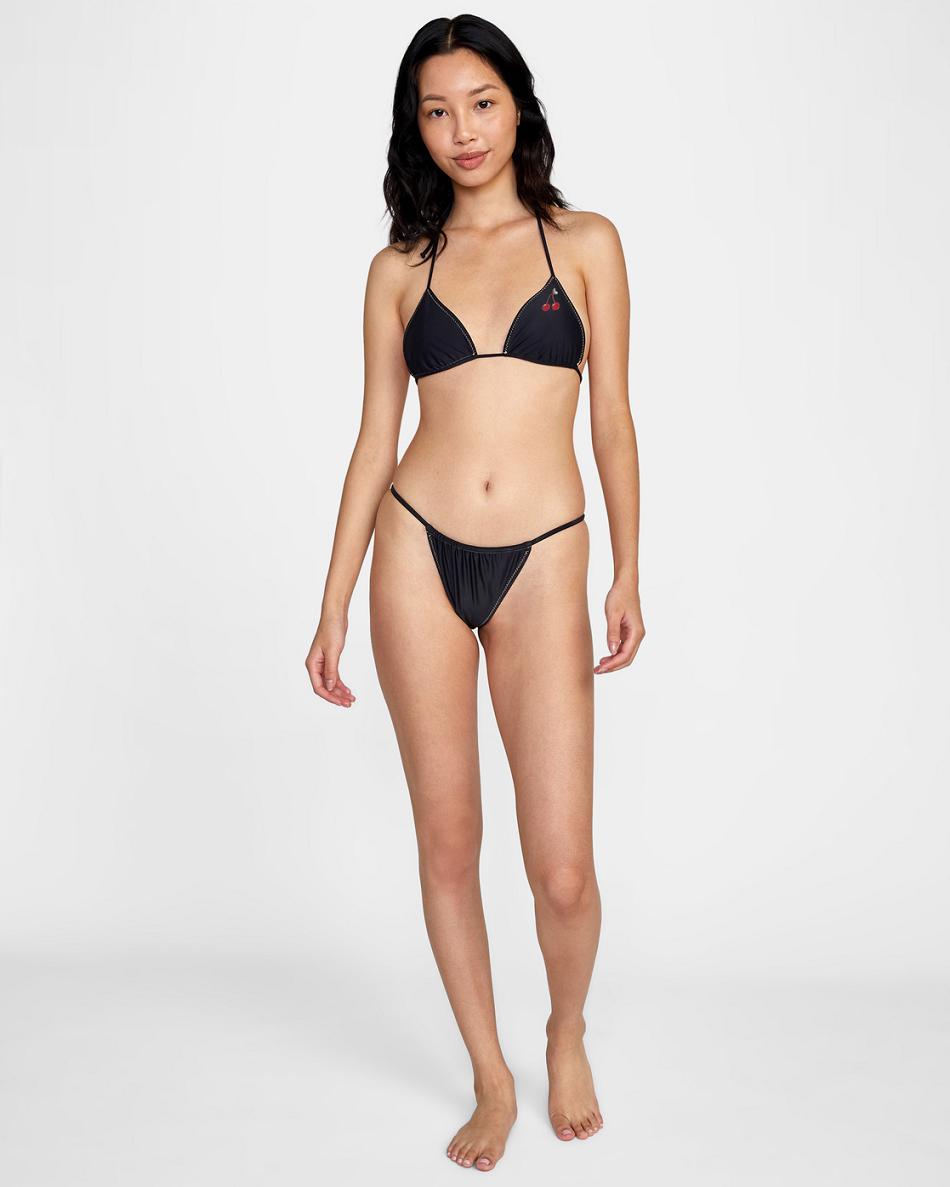 Black Rvca Heartthrob Billie Triangle Women's Bikini Tops | LUSTR32954