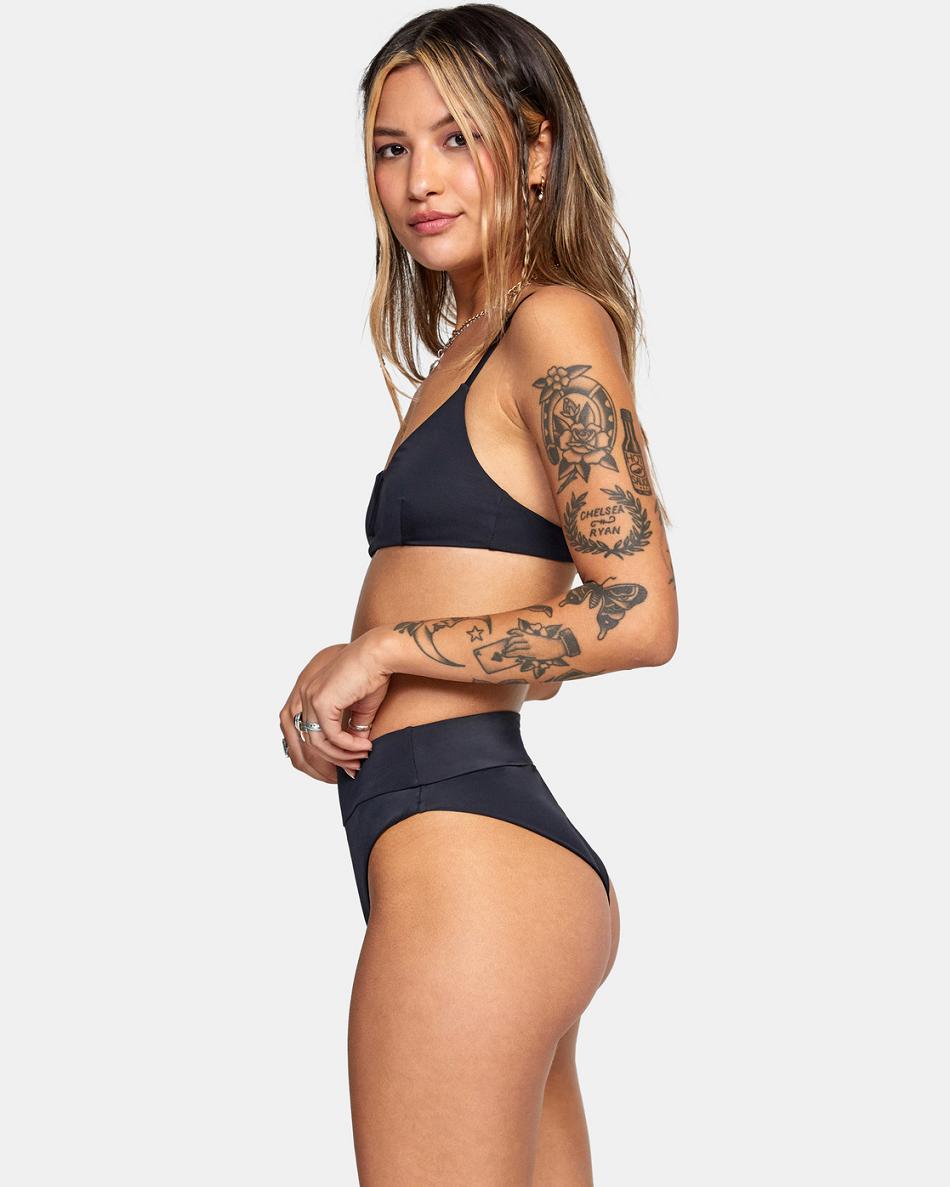 Black Rvca High-Rise Cheeky Women's Bikini Bottoms | FUSHY60435