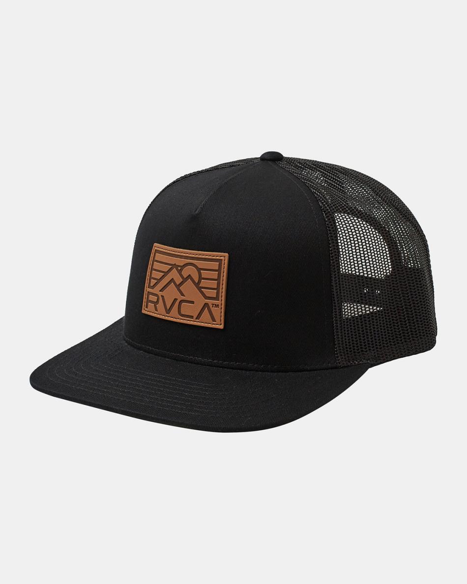 Black Rvca Horizon Ind Trucker Men\'s Hats | TUSPQ11918
