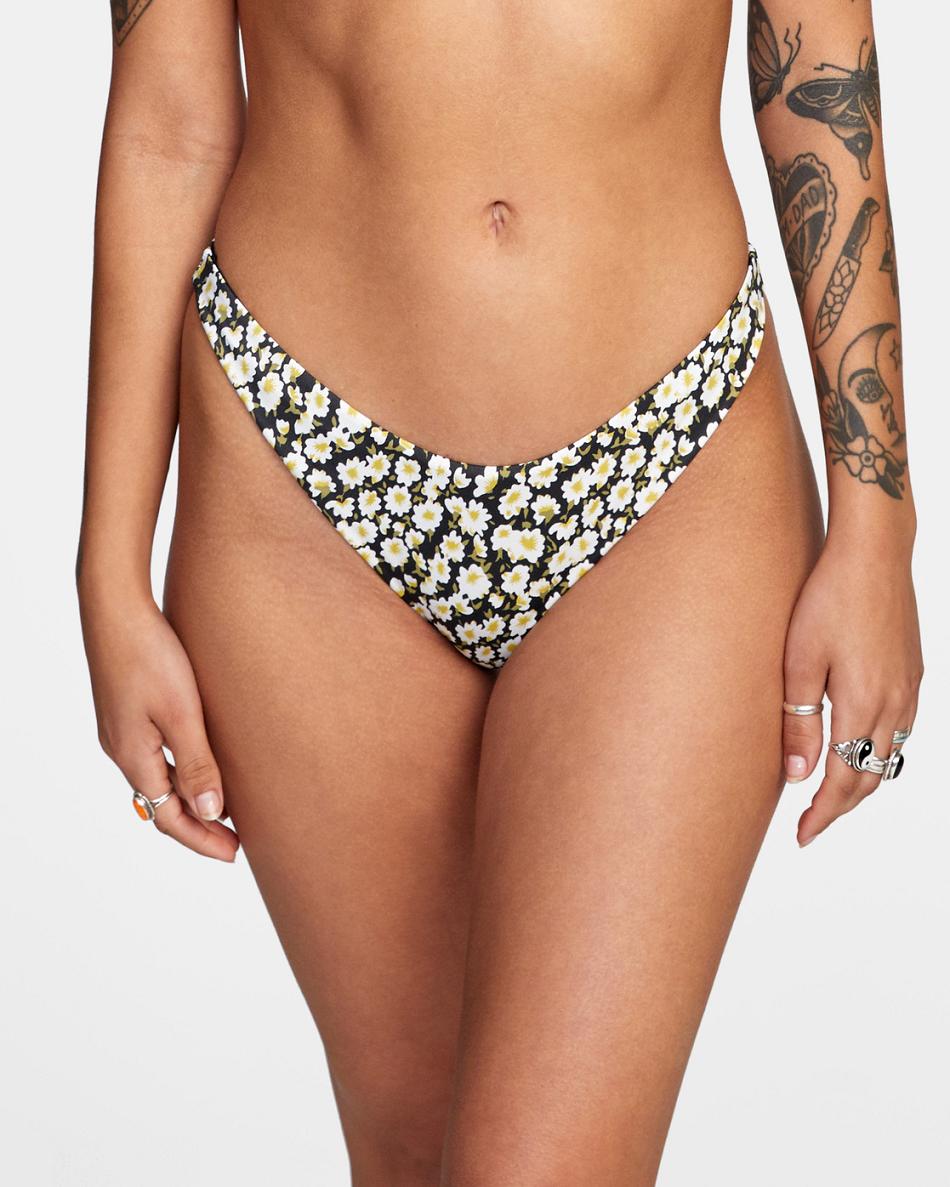 Black Rvca June Bloom Skimpy French Women's Bikini Bottoms | SUSNY84649