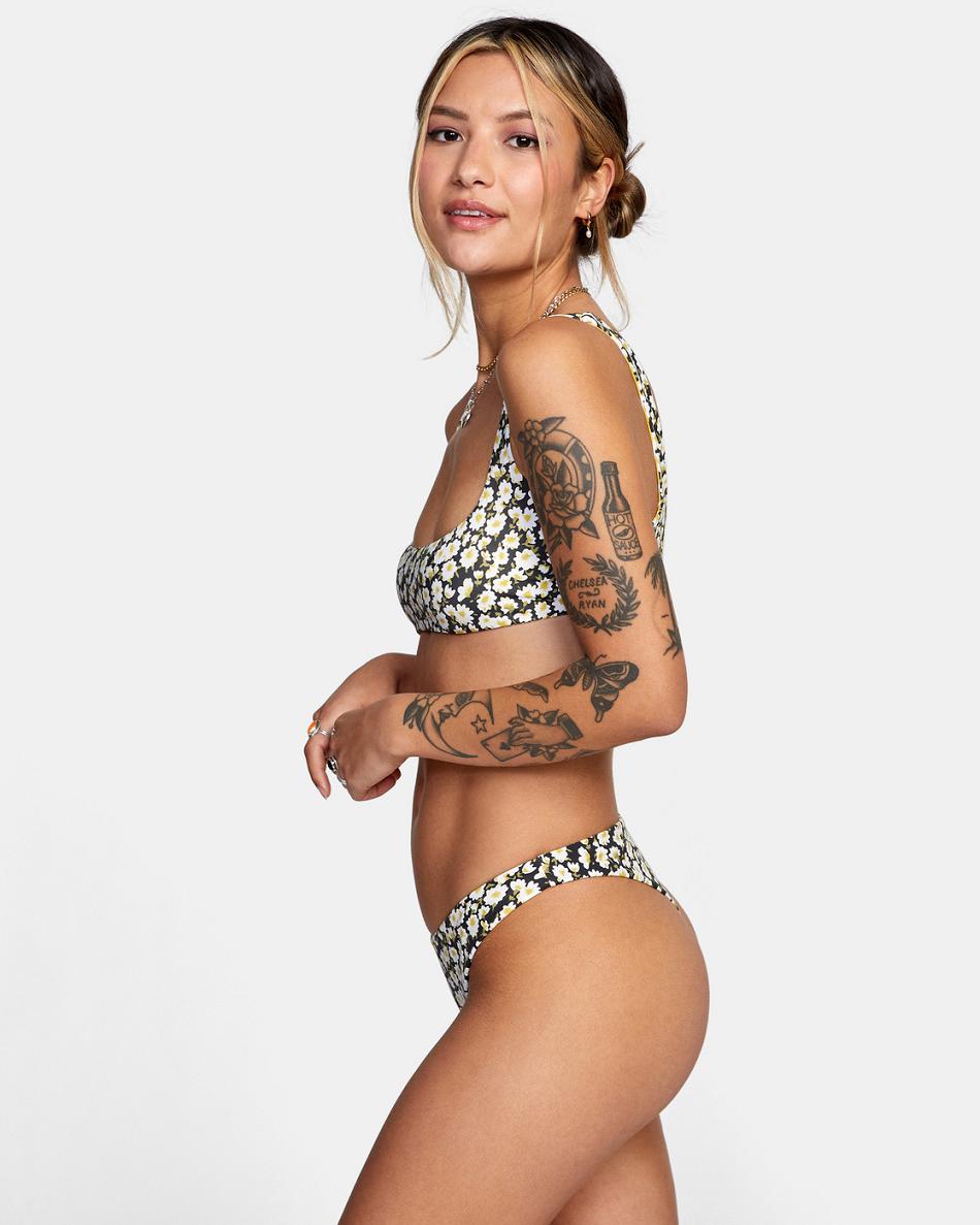 Black Rvca June Bloom Skimpy French Women's Bikini Bottoms | SUSNY84649