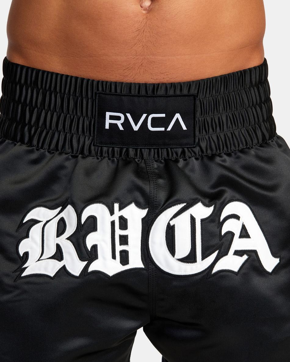 Black Rvca Muay Thai Mod Elastic Men's Running Shorts | YUSVQ35519