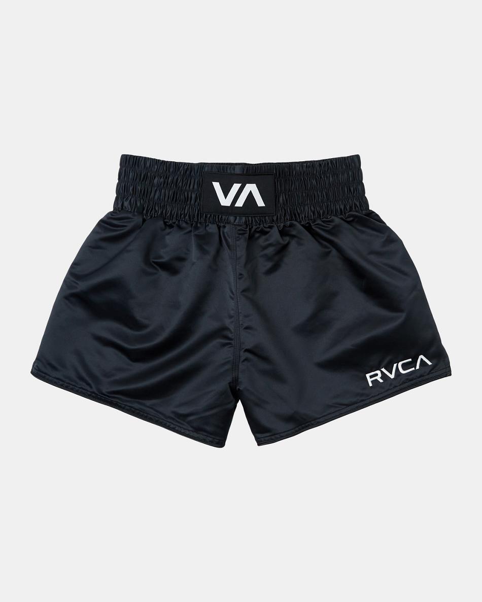 Black Rvca Muay Thai Mod Elastic Men\'s Running Shorts | YUSVQ35519