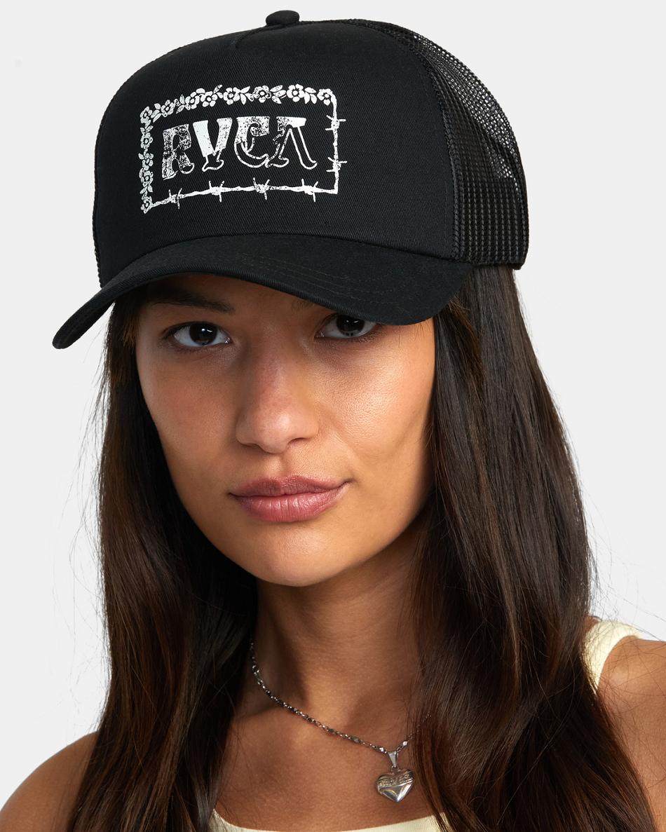 Black Rvca Overgrown Trucker Women\'s Hats | BUSSD28016