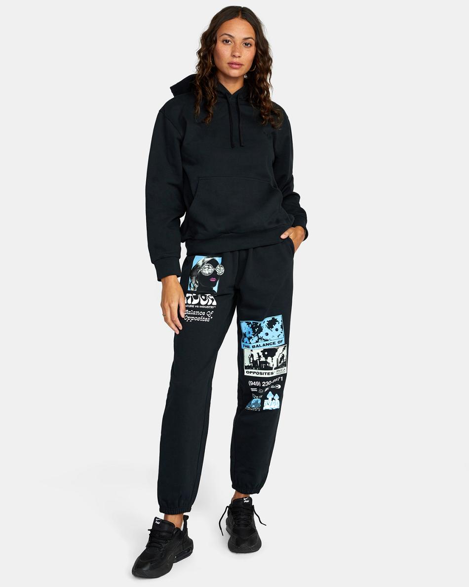 Black Rvca PTC Hoodie Women's Loungewear | FUSHY23153