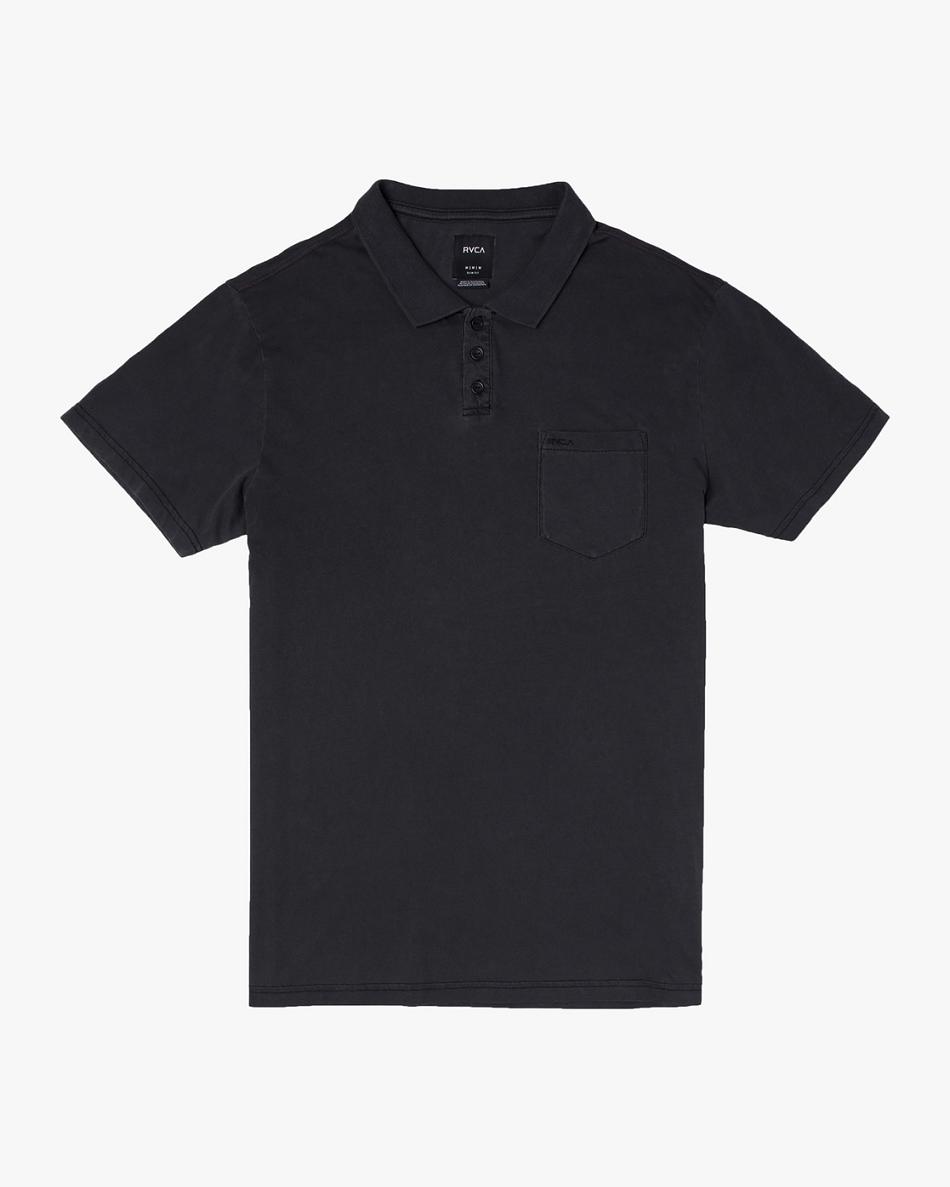 Black Rvca PTC Pigment Polo Men\'s T shirt | TUSWZ66105