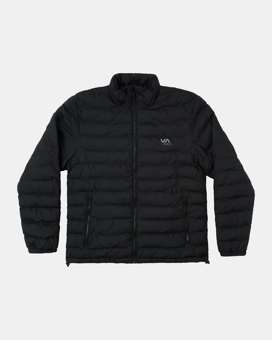 Black Rvca Packable Puffa Men\'s Jackets | XUSGW18280