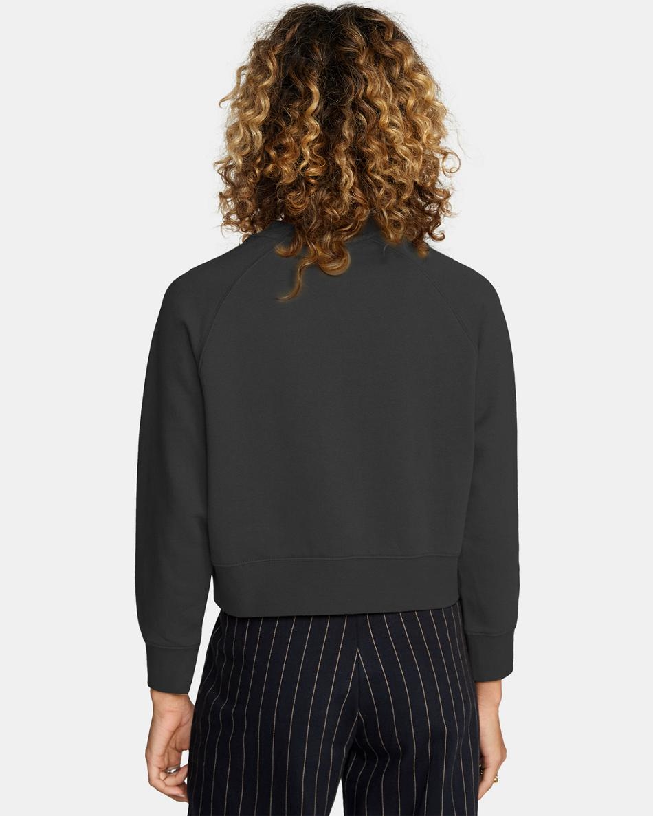 Black Rvca RVCA Bar Crewneck Sweatshirt Women's Loungewear | USEGJ90777