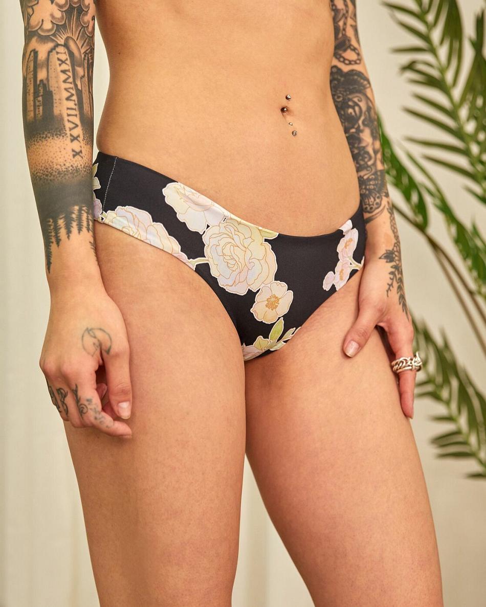 Black Rvca Rose Boyshort Women's Bikini Bottoms | USQCS46080