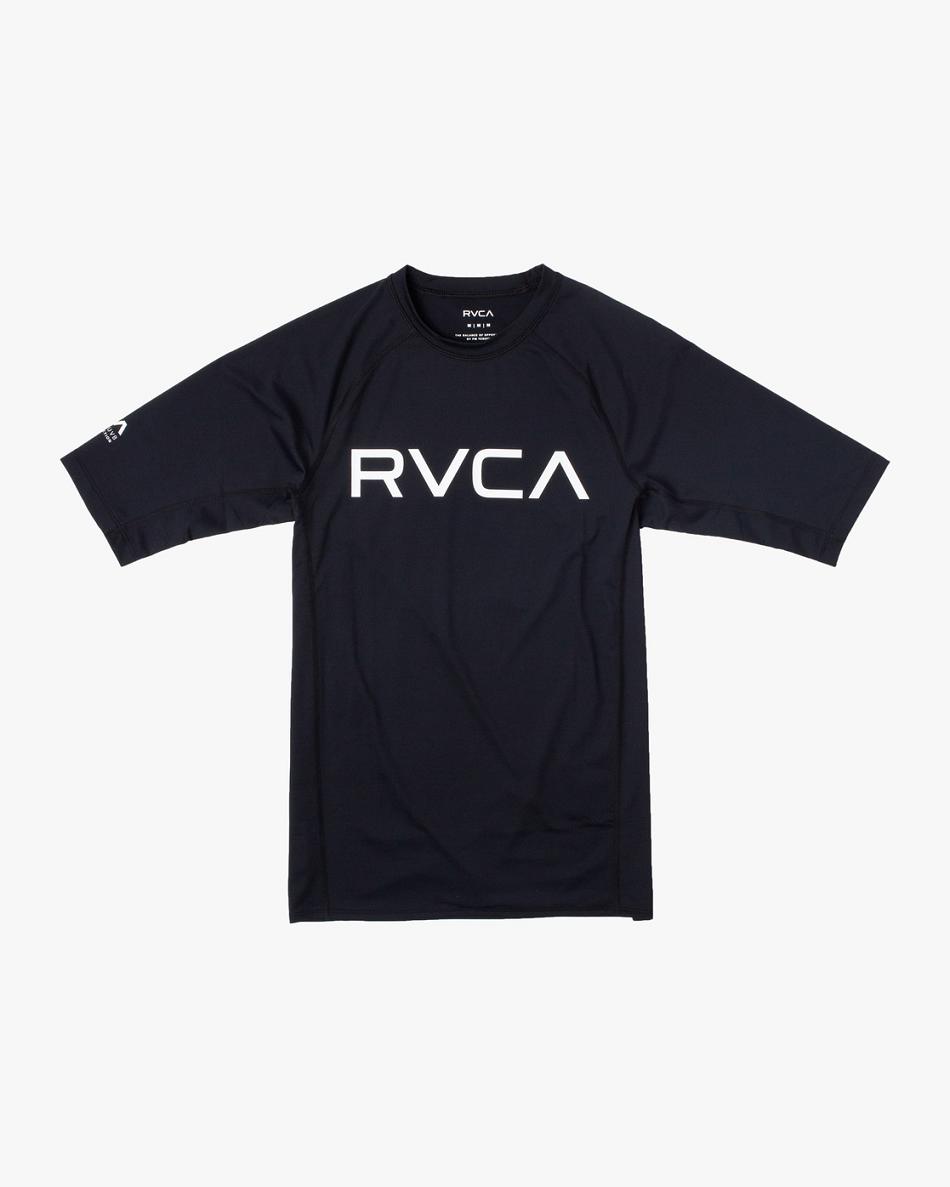 Black Rvca Short Sleeve Boys\' Rashguard | YUSGT13329