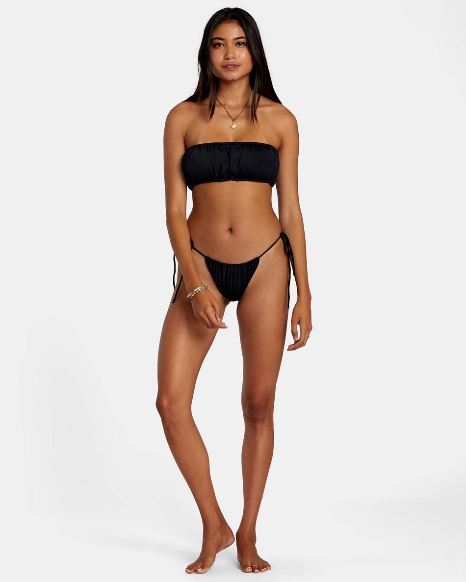 Black Rvca Solid 2-Way Bandeau Women's Bikini Tops | LUSSX74604