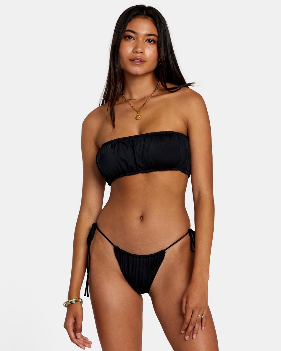 Black Rvca Solid 2-Way Bandeau Women\'s Bikini Tops | LUSSX74604