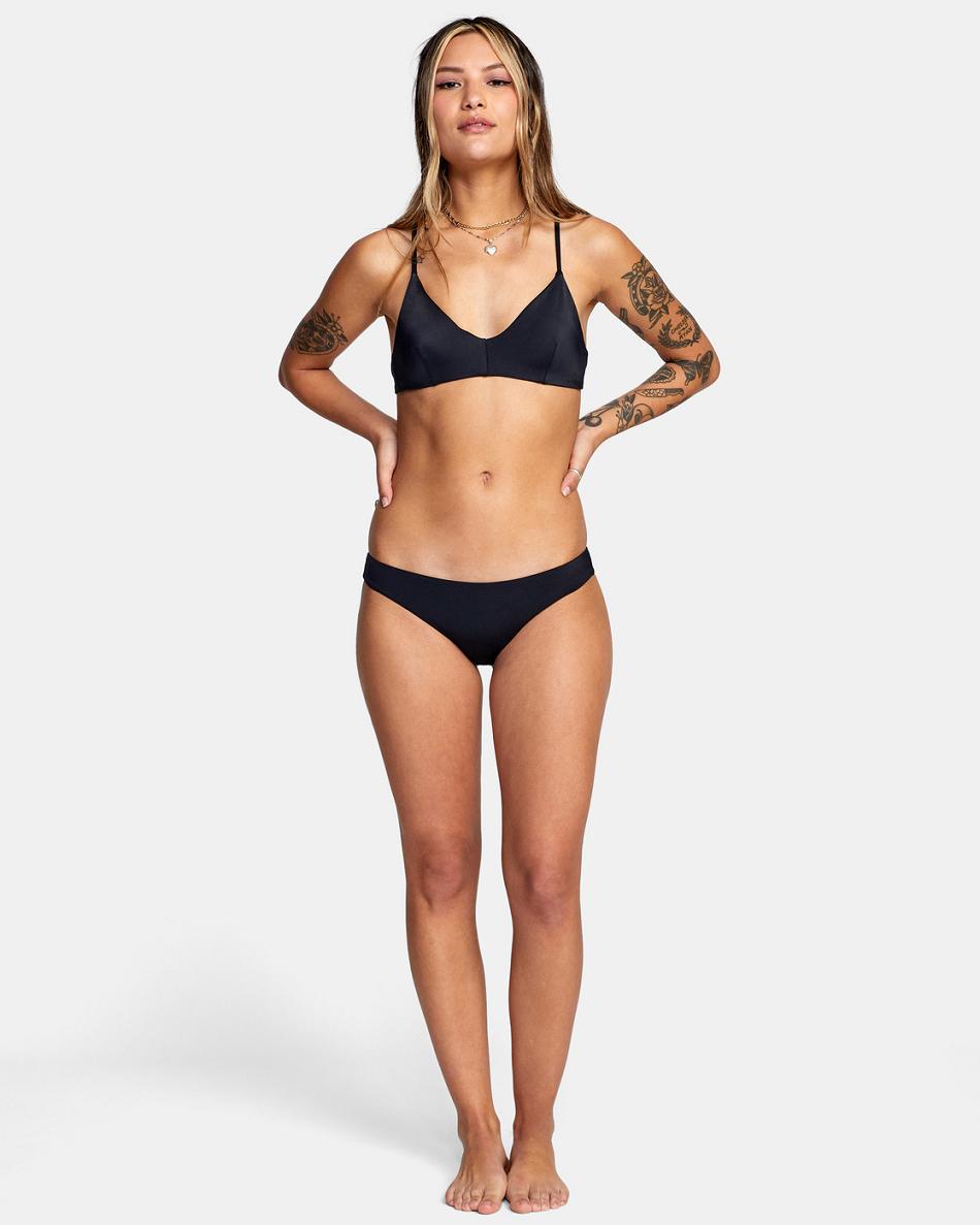 Black Rvca Solid Crossback Women's Bikini Tops | UUSTG38387