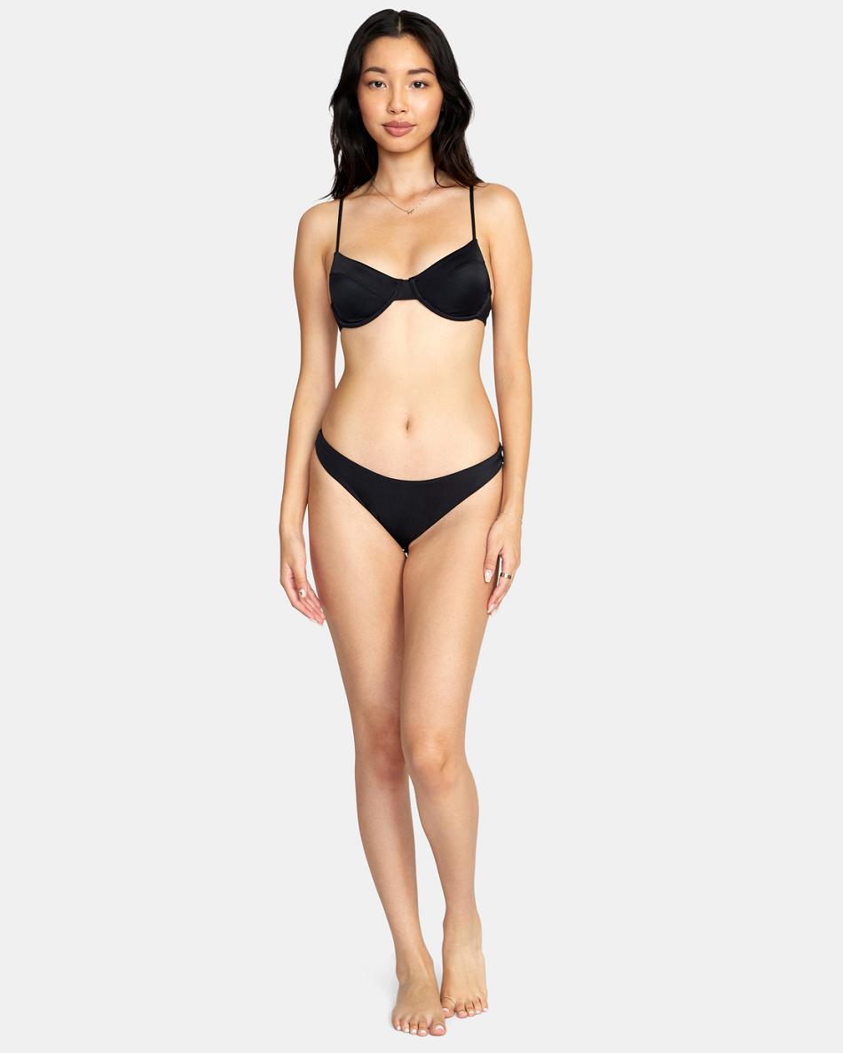Black Rvca Solid French Women's Bikini Bottoms | USXBR25958
