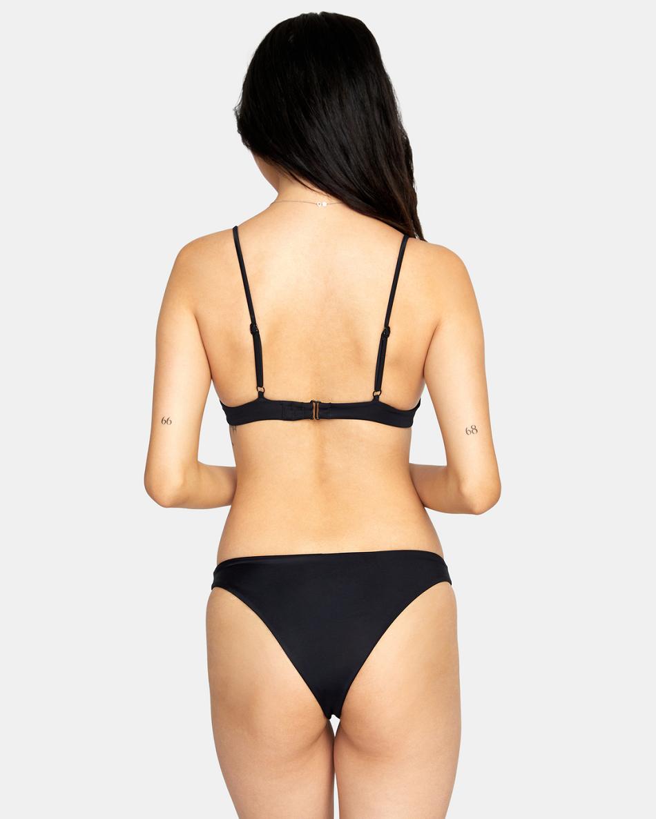 Black Rvca Solid French Women\'s Bikini Bottoms | USXBR25958