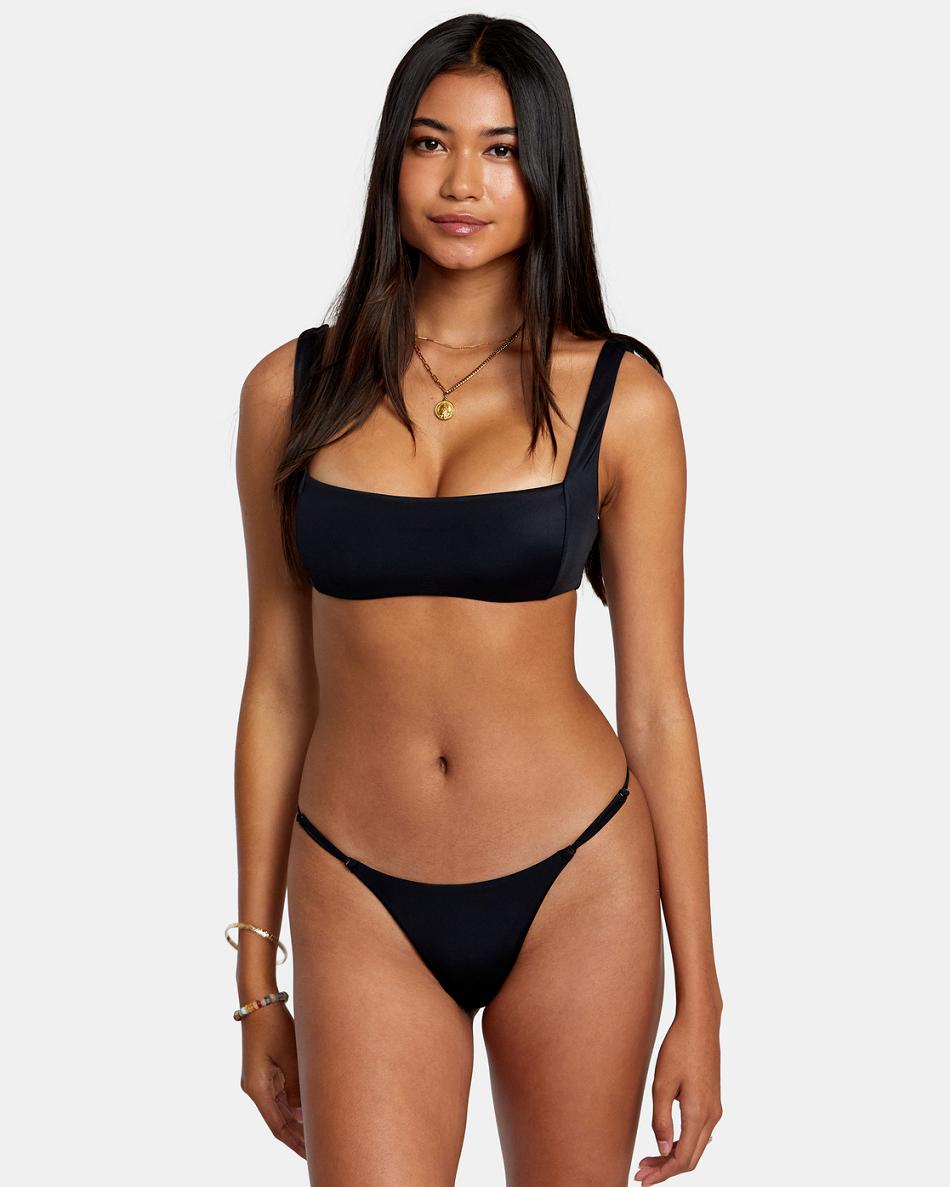 Black Rvca Solid Square Women\'s Bikini Tops | USQCS36463
