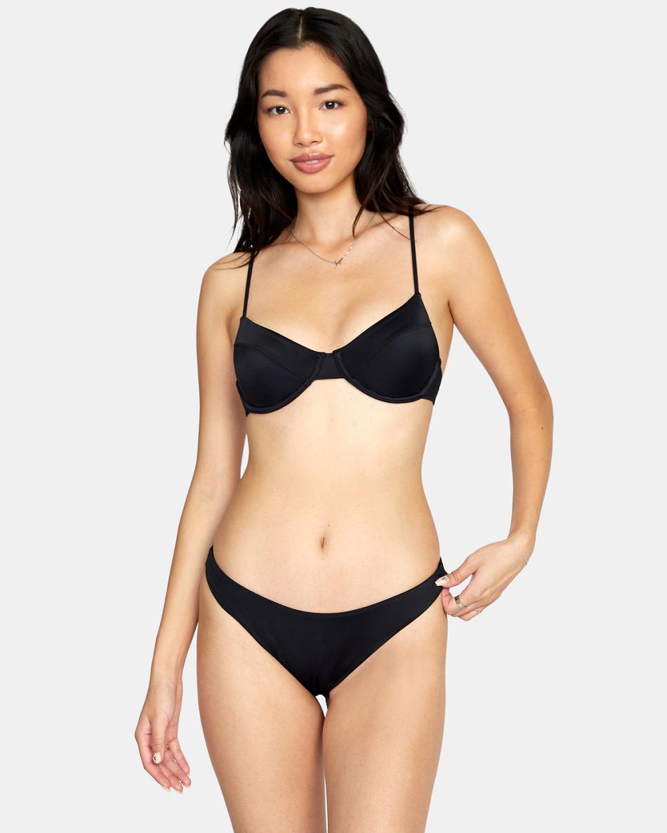 Black Rvca Solid Underwire Women\'s Bikini Tops | SUSVO25053