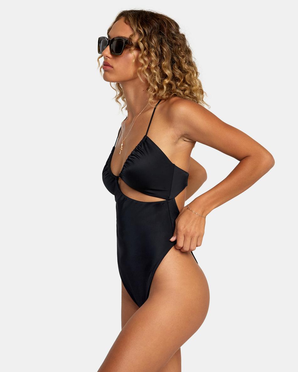 Black Rvca Solid Women's Swimsuits | FUSHY62220