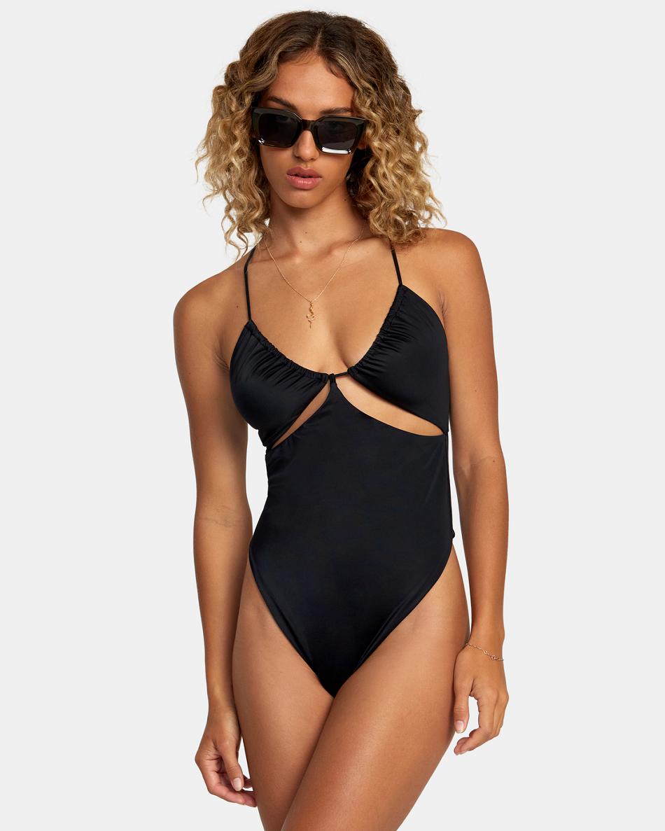 Black Rvca Solid Women\'s Swimsuits | FUSHY62220