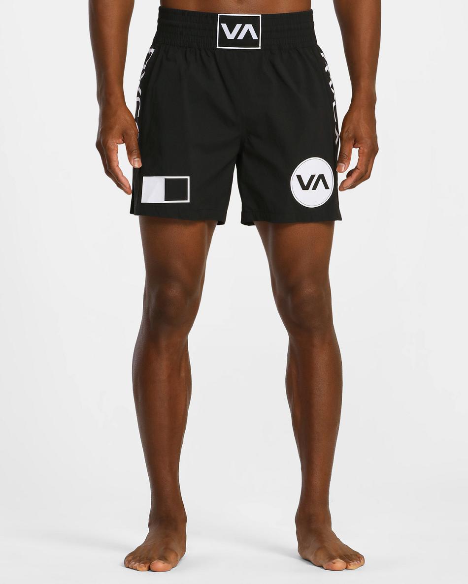 Black Rvca Spartan Elastic Men's Running Shorts | YUSVQ18780