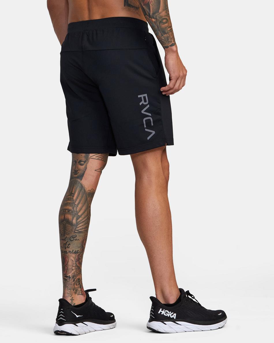Black Rvca Sport Trainer Elastic Men's Shorts | XUSGW11902