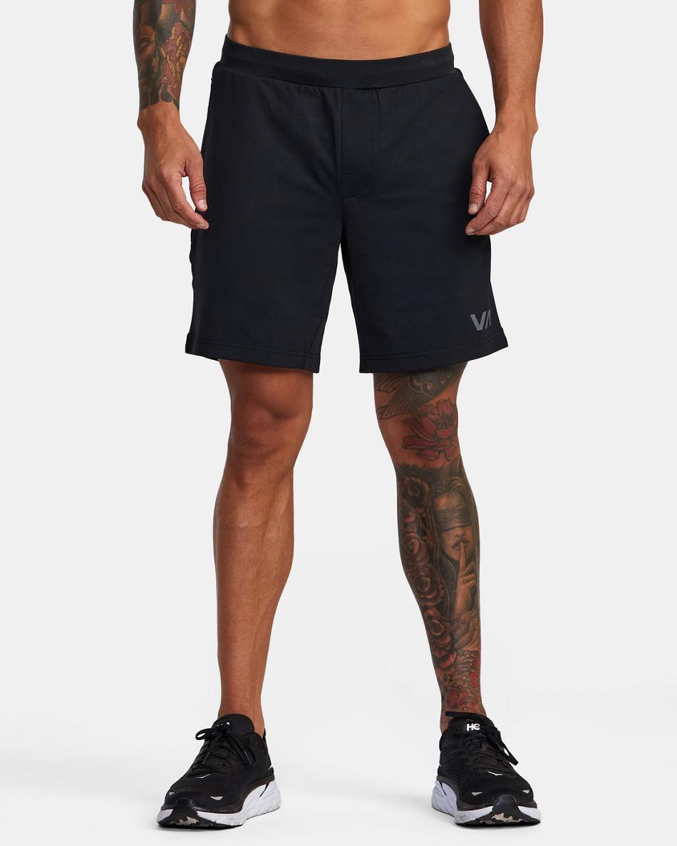 Black Rvca Sport Trainer Elastic Men\'s Shorts | XUSGW11902