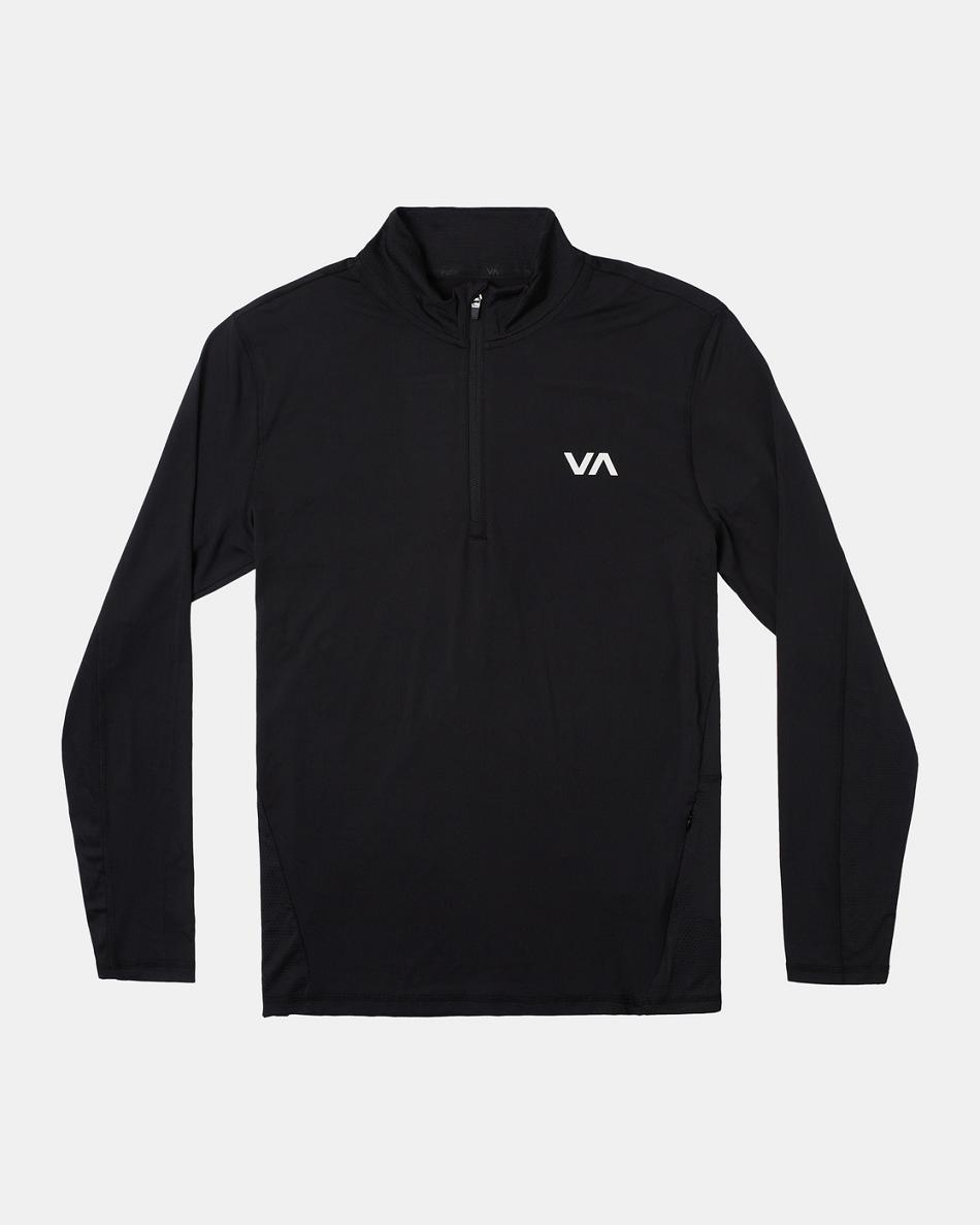Black Rvca Sport Vent Half-Zip Pullover Men\'s Long Sleeve | DUSVO18573