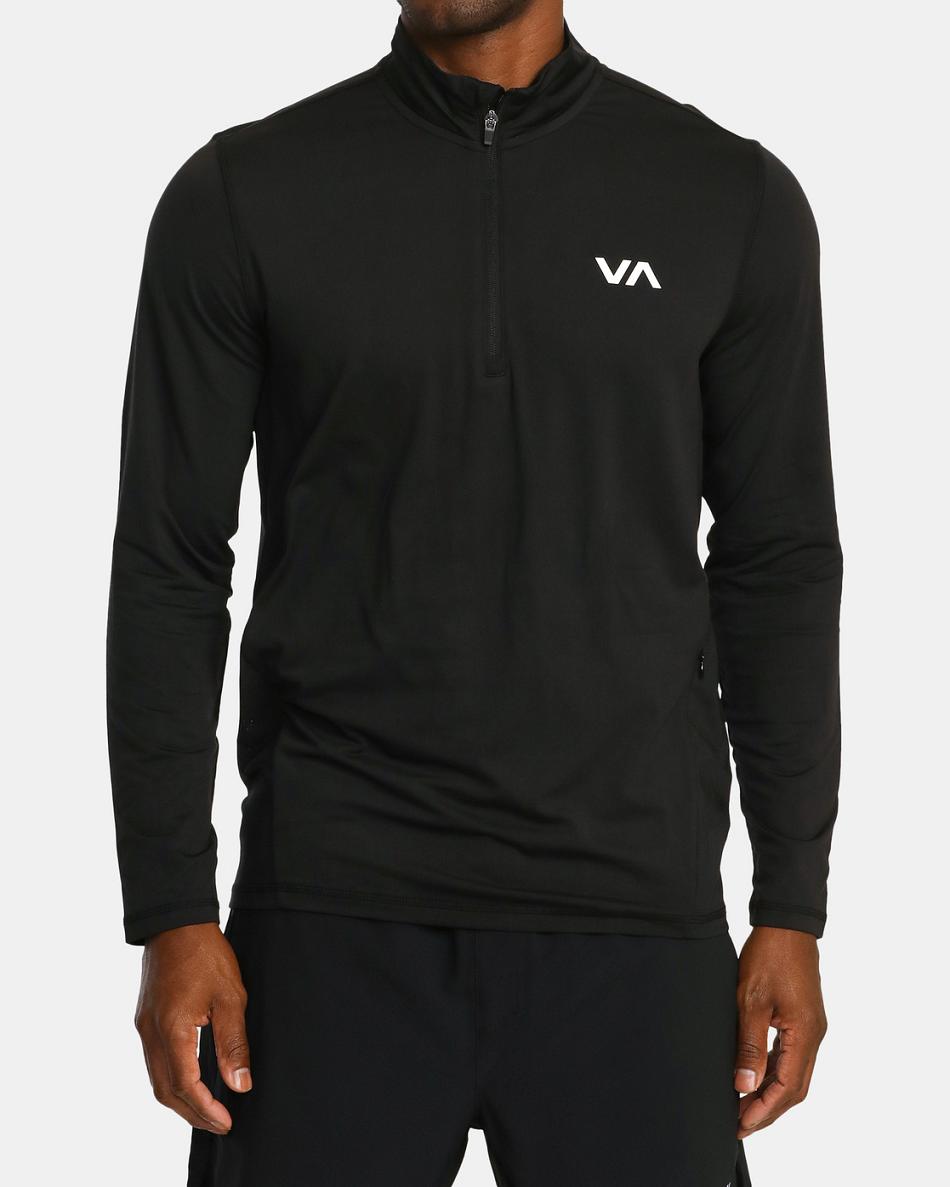 Black Rvca Sport Vent Half-Zip Pullover Men's Hoodie | MUSHR23451